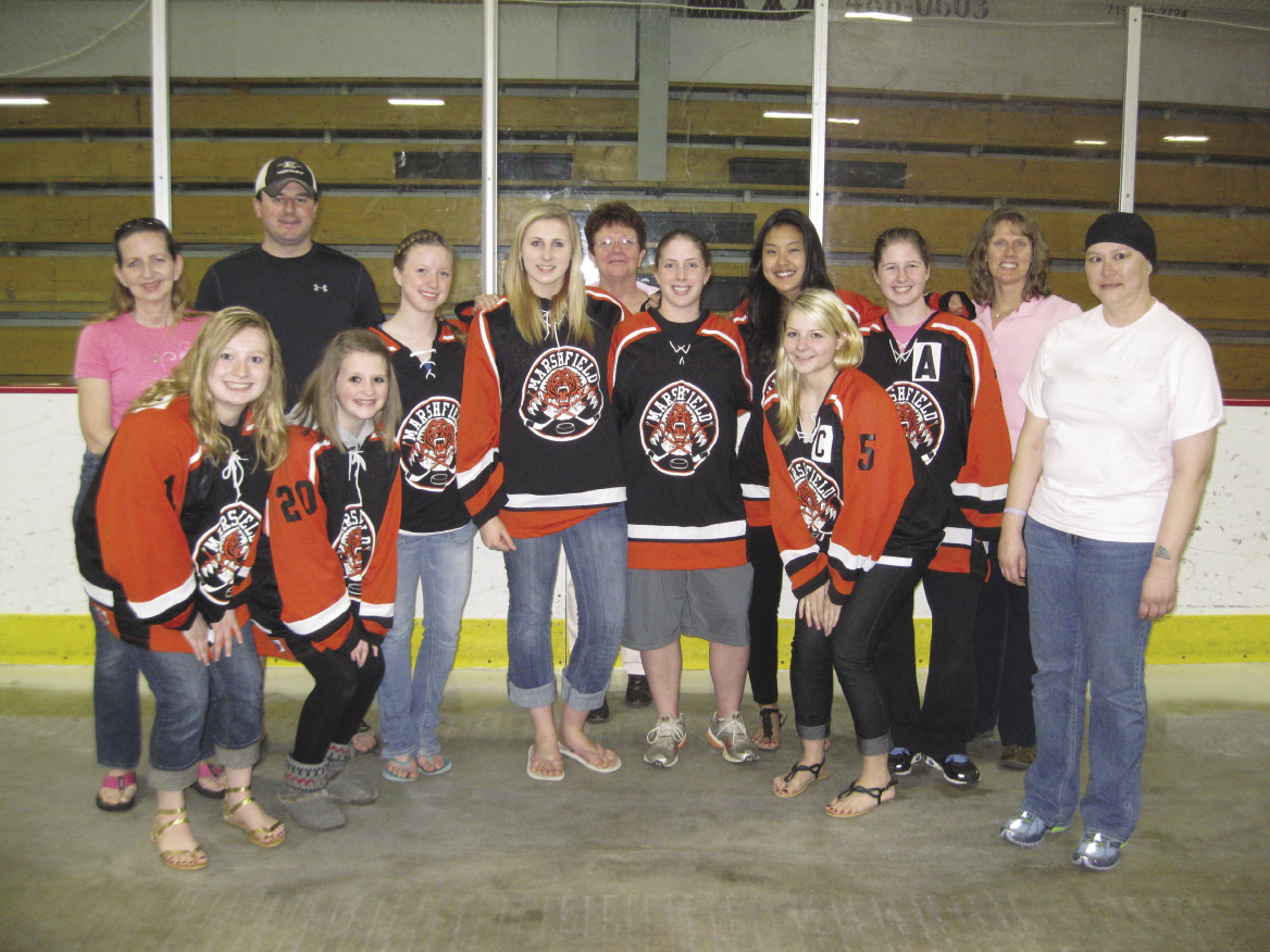 Marshfield girls' hockey team holds Pink the Rink.