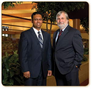 Dr. Amit Anharya of Marshfield Clinic (left) and Dr. Fred Eichmiller of Delta Dental of Wisconsin