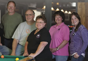 Other Volunteer Committee members for Shooting for a Cure include (from left) Dan Goska, Denny Jacoby, Cindy Havlovic, Jenny Schwake and Eleasha Laskowski.