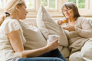 Two women talking