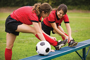 girls playing soccer