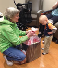 In February, 2014, Susan Volenec (Tyler's aunt) delivered over 20 Valentine gift bags for children in active treatment in the Pediatric Oncology department at Marshfield Clinic