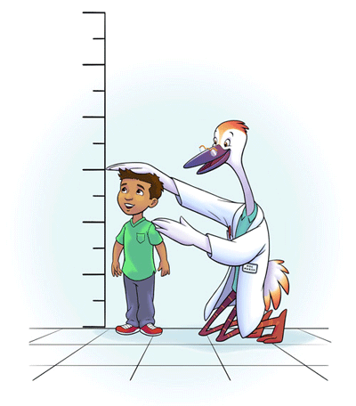 Doc Marsh measures a child's height