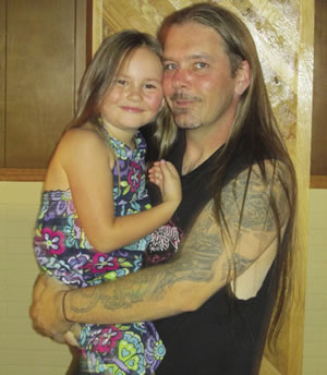 Jeremiah Henseler (before and after) with daughter Hope 