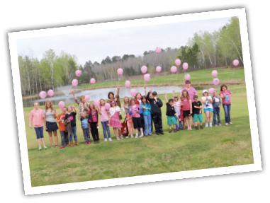 Children with pink balloons